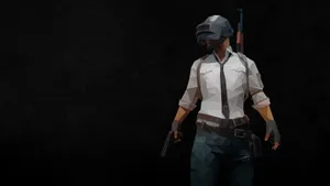 Pubg Conqueror Characterwith Gunand Helmet Wallpaper