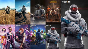 Pubg Vs Free Fire Posters Collage Wallpaper