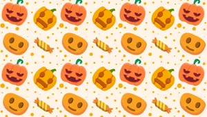 Pumpkins And Candies Cute Halloween Desktop Wallpaper