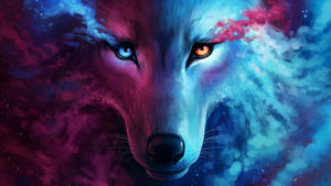 Purple And Blue Galaxy Wolf Wallpaper