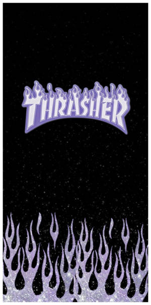 Purple Flaming Thrasher Logo Wallpaper