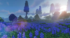 Purple Flower Garden Minecraft Aesthetic Wallpaper