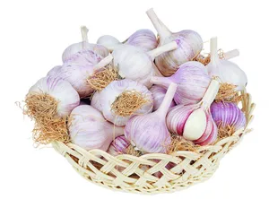 Purple Garlic Vegetable Herb In Wood Basket Wallpaper