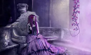 Purple Gothic Girl Umbrella Wallpaper