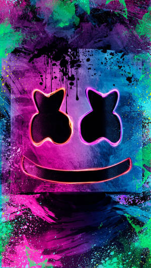 Purple Green Background Marshmello Hd Iphone Wallpaper