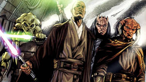 Purple Lightsaber Mace Windu Comic Art Wallpaper