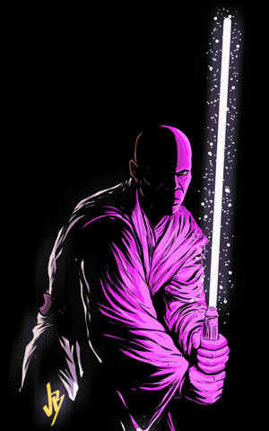 Purple Lightsaber Mace Windu Vector Art Wallpaper