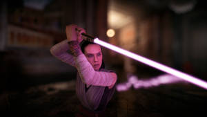 Purple Lightsaber Rey Wallpaper