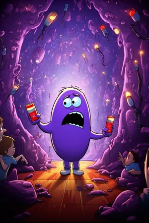 Purple Monster Grimace Corridor Wallpaper