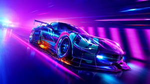 Purple Neon Aesthetic Racing Car Wallpaper