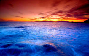 Purple Ocean Sunset View Wallpaper