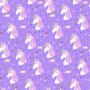 Purple Unicorn Cute Pattern Wallpaper