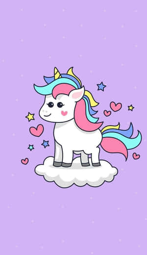 Purple Unicorn Standing On Clouds Wallpaper