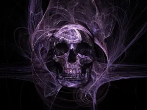 Purplish Colorful Skull On Black Background Wallpaper
