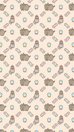 Pusheen Embraces Stormy During An Autumn Stroll Wallpaper