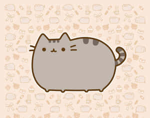 Pusheen Kawaii With Colorful Patterns Wallpaper