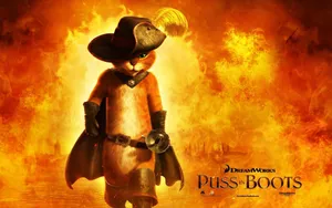 Puss In Boots Walking On Fire Wallpaper