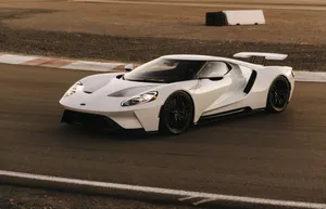 Race Track With White Ford Gt Wallpaper