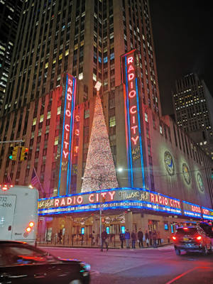 Radio City New York Night Iphone Wallpaper