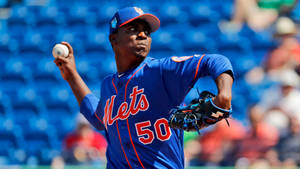 Rafael Montero Wearing Ny Mets Uniform Wallpaper