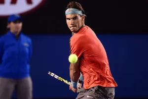 Rafael Nadal At Intense Match Wallpaper