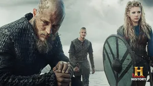 Ragnar, Bjorn, And Lagertha In Vikings Wallpaper