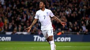 Raheem Sterling In White Jersey Wallpaper