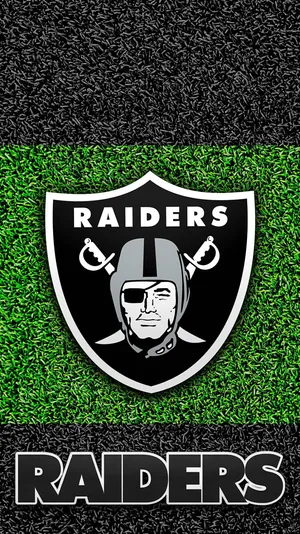 Raiders Football Team Logoon Grass Background Wallpaper