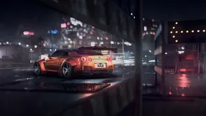 Rain And An Orange Nissan Gt R 4k Wallpaper