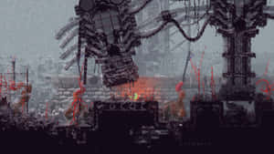 Rain World_ Dystopian Industrial Landscape Wallpaper