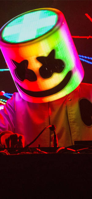 Rainbow-colored Helmet Marshmello Hd Iphone Wallpaper