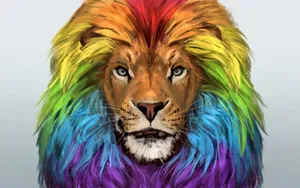 Rainbow Mane Lion Wallpaper