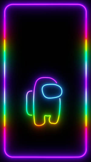 Rainbow Neon Among Us Iphone Wallpaper