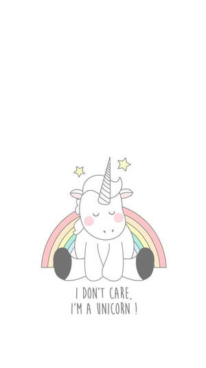 Rainbow Unicorn Don't Care Wallpaper