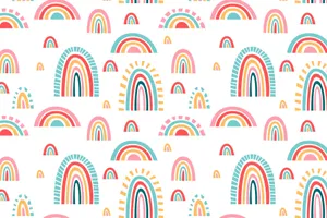 Rainbows And Clouds Pattern Wallpaper