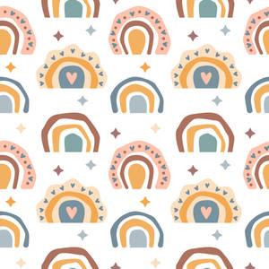 Rainbows And Hearts Pattern Wallpaper