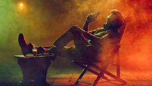 Rajinikanth Smoky Green And Red Wallpaper