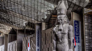 Ramses Ii Red Granite Statue Inside The Grand Egyptian Museum Wallpaper