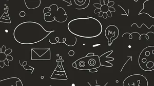 Random White Doodles Kidcore Desktop Wallpaper