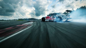 Rapid Velocity - Thrilling Low-angle Snapshot Of A Drifting Racing Car Wallpaper