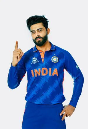 Ravindra Jadeja Pointing Up Wallpaper