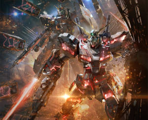 Ready To Take On Any Battle, The Gundam Mobile Suit Stands Tall Wallpaper