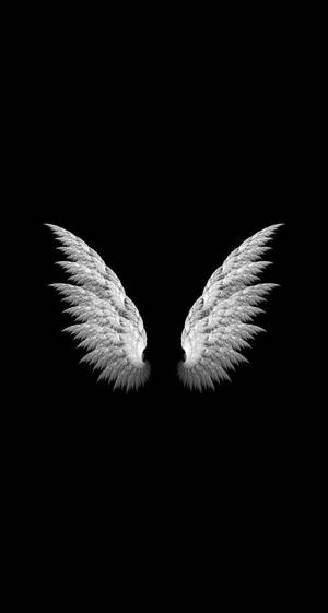 Realistic White Angel Wings Pair Isolated Wallpaper