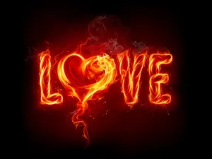Really Cool Love In Burning Fire Wallpaper