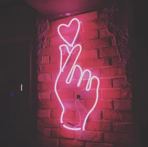 Red Aesthetic Neon Finger Heart Wallpaper