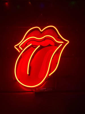 Red Aesthetic Neon Mouth Tongue Wallpaper