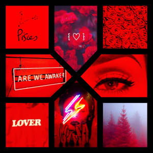 Red Aesthetic Pisces Collage Wallpaper