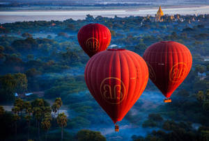 Red Air Balloons On Myanmar Wallpaper