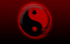 Red And Black Ying And Yang, Contrasting Colours In Harmony Wallpaper