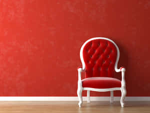 Red And White Bergere Chair Wallpaper